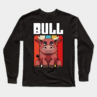 Bull - Cute Retro Style Kawaii Cattle Long Sleeve T-Shirt